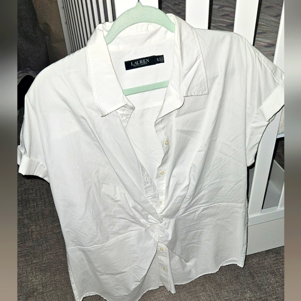 New Ralph Lauren white cotton button down shirt